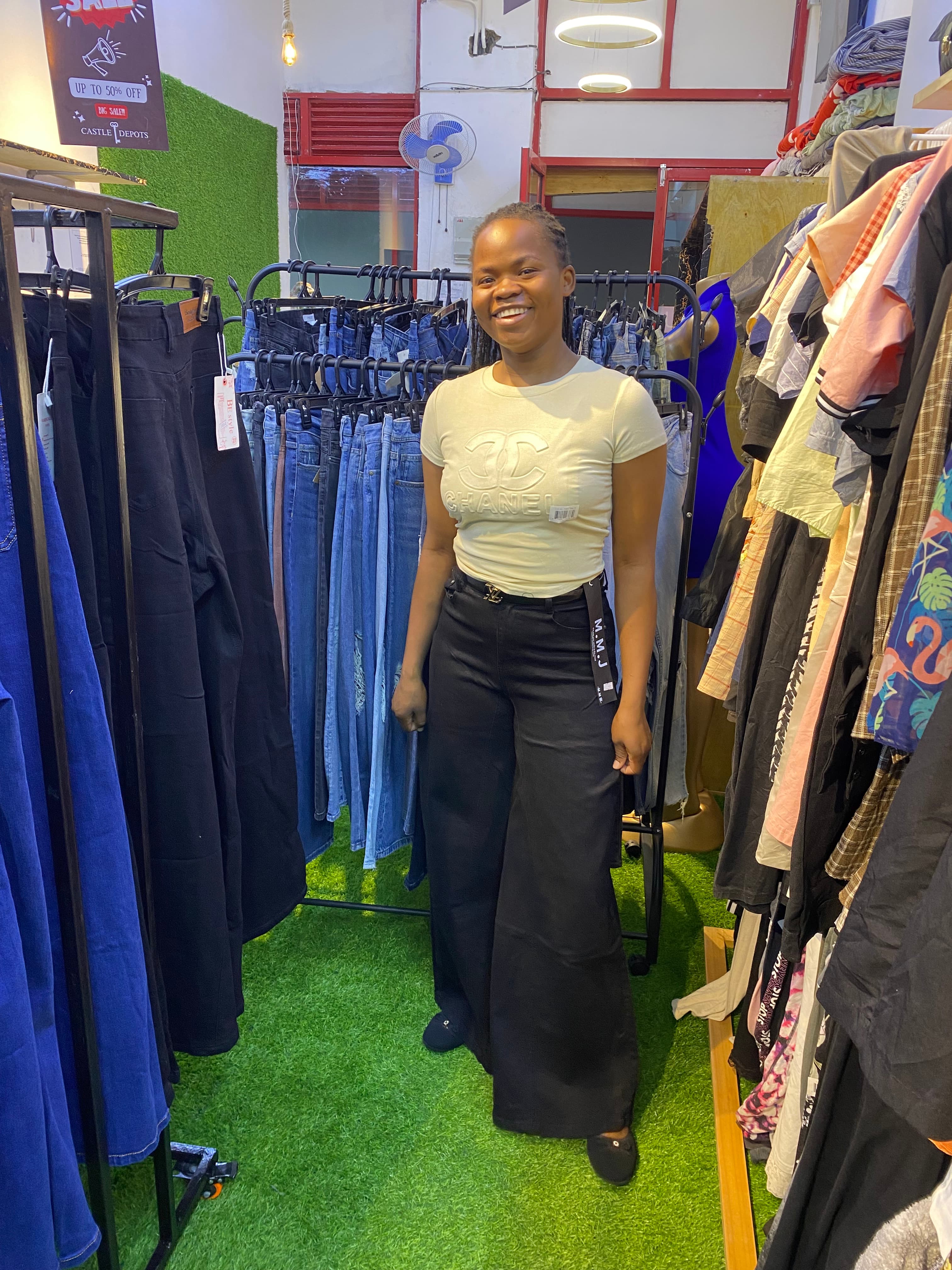 Wide legs mom jeans Black